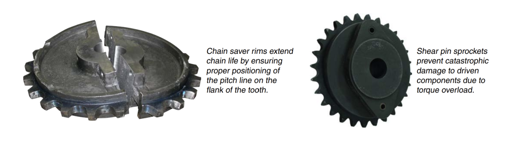 Chain Saver Rims and Shear Pin Sprockets